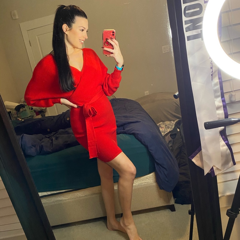 Red sweater dress ❣️